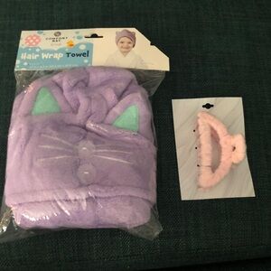 🐰 Comfort Bay Cat Hair Wrap Towel and Pink Hair Clip Set